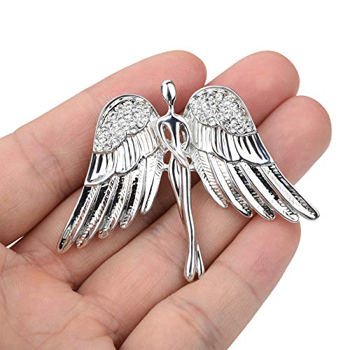 Image of Vintage Guardian Angel Jewelry Golden Crystal Flying Angel Wings Brooch Pin Wedding Bouquet Lapel Pin Jewelry for Women Bridal