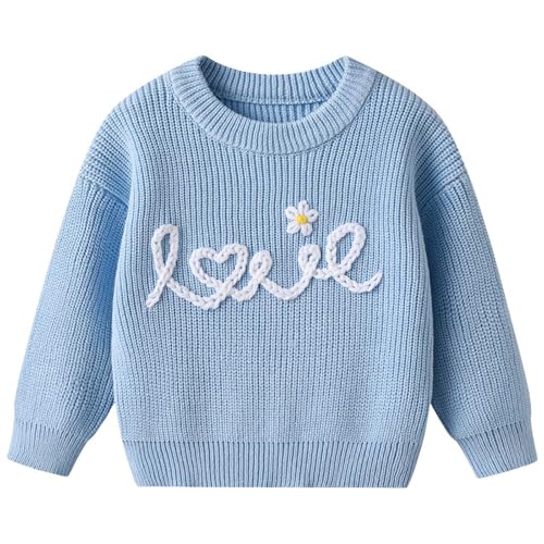 Girls Knitted Sweaters Long Sleeve Crewneck Pullover Cute Comfortable Knit Blouse Lightweight Fall Tops