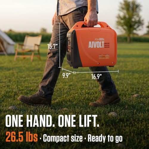 Image of AIVOLT Portable Inverter Generator 1750W, Super Quiet 52dB Gas Generator for Camping & Home Backup, 26lbs Lightweight, CO Shutdown Sensor, ECO Mode, Clean Electricity, EPA Compliant