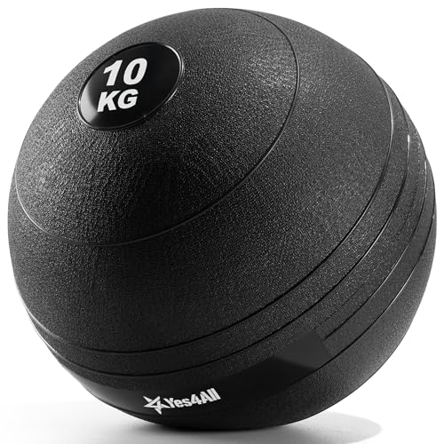 Yes4All JAPR Slam Balls 10 kg, Black, Medicine Ball Sand Filled No Bounce Exercise Ball, Suitable for Workout and Strength Training