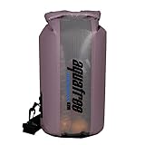 Aquafree アウトドア防水バッグ 12L パープル 密封防水 円筒型 透明グリッド素材