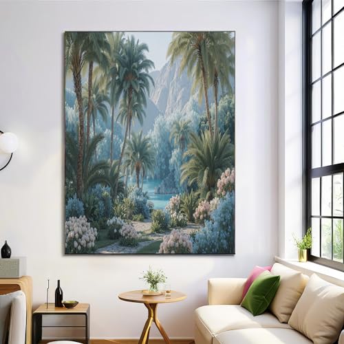 Toile verte palmiers pour créer une ambiance jungle tropicale dans le salon