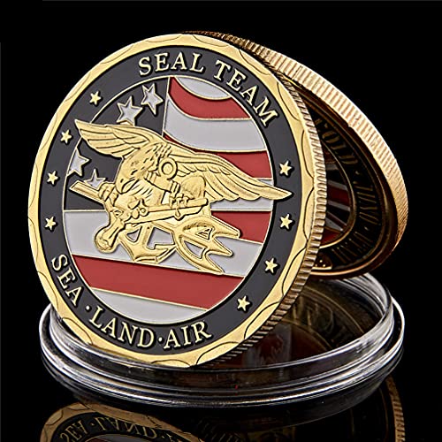 navy seal button - Joygulls Nice Souvenir Coin US Sea Land Air Seals Team Gold Plated Metal USA Department of The Navy Military Challenge Coins