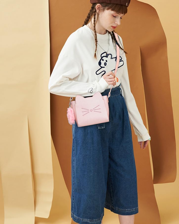 AFKOMST Kawaii Cat Purse for Girls Teens and Kids, Small Kitty Bag and Novelty Gifts for Birthday Christmas Valentine's Day | Aged 8-25, Fit Pad mini, Long Wallet, Vegan Leather - Image 3