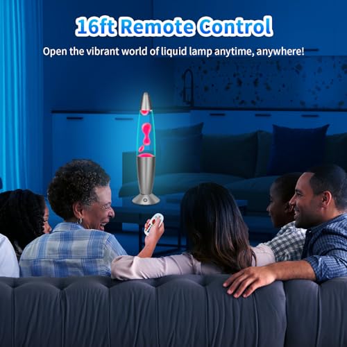 Image of Liquid Motion Lamps with Remote, 17 Colors Changing Night Light 13.5 Inch RGB LED Table Lamp Relaxing for Kids Adults, LED Night Lights Lamp for Home Decor Christmas,Party,Pink Wax
