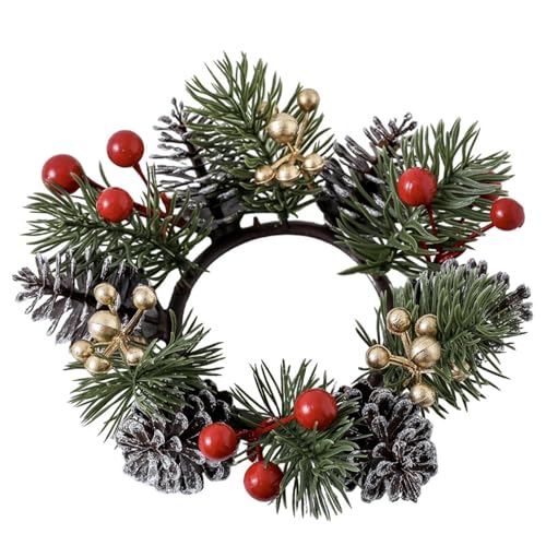 Penlimly Weihnachtskerzenringe Kränze,Kerzenring mit roten Beeren -...