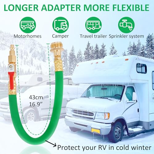 Image of RV Winterizing Kit Fit for Motorhome Boat Camper and Travel Trailer with Sprinkler Blowout Adapter, Air Compressor Quick Connect Kit for Winterize Sprinkler System RV (Lead-Free Brass)
