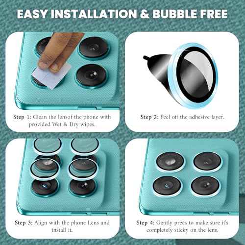 Image of ArmourPro Camera Rings Tempered Glass for Motorola Edge 60 Fusion, Tough HD Individual Aluminum Alloy Rings 9H Camera Cover, Scratch-Resistant,Camera Lens Protection| Blue, 1 Pack