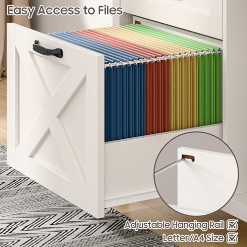 Lateral-File-Cabinet-with-2-Drawers-and-Door-Farmhouse-File-Cabinet-for-A4Letter-Size-Hanging-Files-Large-Wood-File-Storage-Cabinets-Printer-Stand-with-Open-Space-for-Home-Office-Furniture-White Lateral File Cabinet with 2 Drawers and Door Farmhouse File Cabinet for A4Letter Size Hanging Files Large Wood File Storage Cabinets Printer Stand with Open Space for Home Office Furniture White