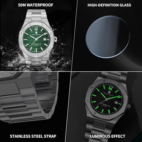Image of BY BENYAR SAPPHERO Watches for Men 100M Waterproof Chronograph Mens Watch Analog Quartz Movement Wrist Watch Stainless Steel&Leather Strap