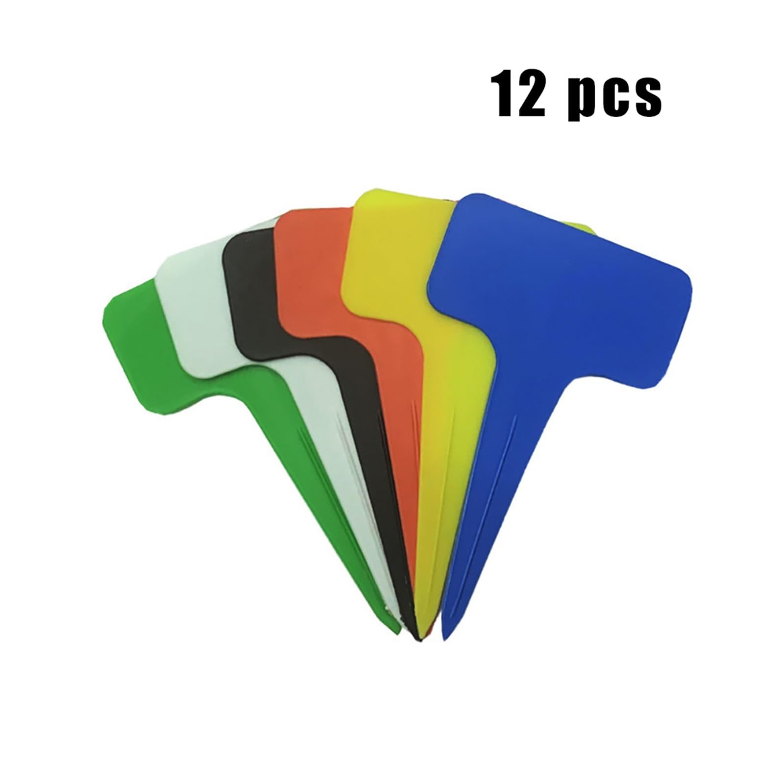 12 plastikowych etykiet na rośliny typu T | Wielokolorowe opakowanie 12 sztuk, 10x6 cm, wytrzymałe, wodoodporne, do markerów ogrodowych(Multi)