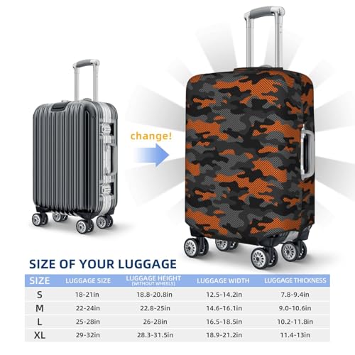 VOSERY Luggage Cover Protector Suitcase Cover - Orange Grey Camouflage High Elasticity Suitcase Covers Protector for Luggage (No Luggage)2
