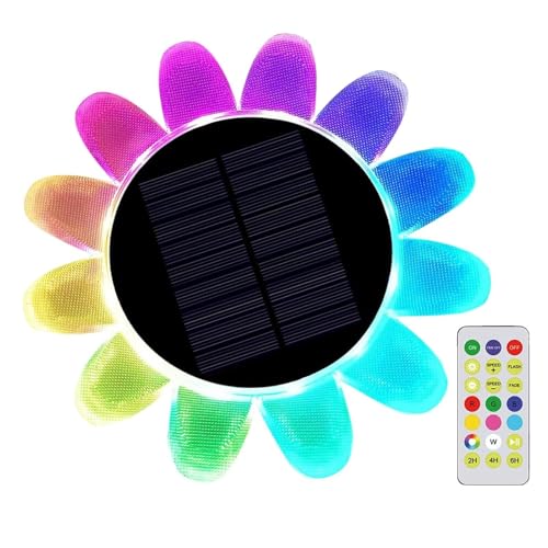 Trveqhk Luces flotantes que cambian de color, RGB que cambian de color, luces flotantes impermeables | Luz solar para piscina, luces de bañera de hidromasaje con diseño de flores para exteriores