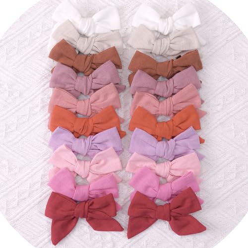 Image of CELLOT 20 Pieces Girls Hair Bows Linen Fabric Bows Alligator Clips Hair Accessories for Little Girls Toddlers Kids and Teens(Pink)