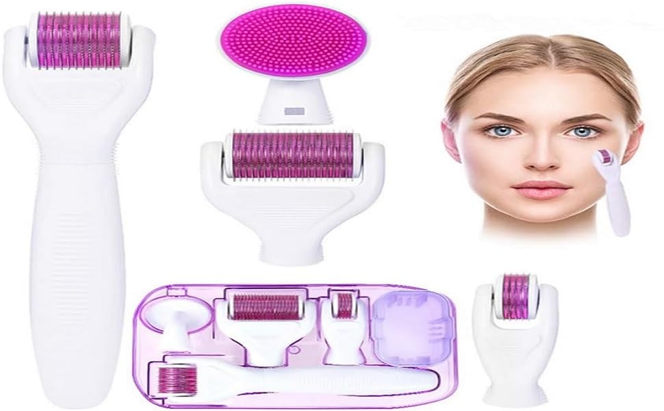 Dermaroller 5 IN 1 Kit, Microneedle Roller for Face, Scalp Derma Roller Professional Microneedling Roller for Hair Beard Facial Care Home Use (5 in 1 Roller)-image-12
