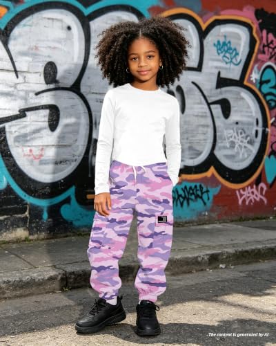 Image of Betusline Girls Fall Winter Clothing Sets, Long Sleeve Crop Top & Cargo Jogger Pants 2 Piece Outfit Sets,4T-14Y