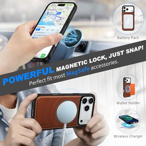 Coque iPhone 17 Pro Max en cuir véritable haut de gamme Shieldon Brun Rétro