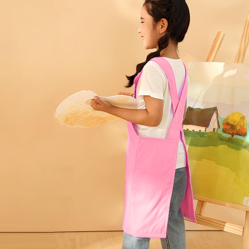MESU Kids Art Smock Aprons Child Chef Apron for Art Painting Cooking Pink M, M : Fit Height 90-120cm - Image 3