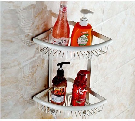 Panier de douche Gowe étagère d'angle double laiton pour cosmétiques