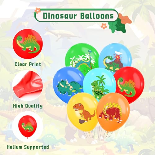 Image of 35 Pcs Dinosaur Balloons Party Decorations, 12 Inch Colorful dino balloons Theme Latex Balloon Bouquet for Kids Girls Boys for Birthday Party Supplies Decoration