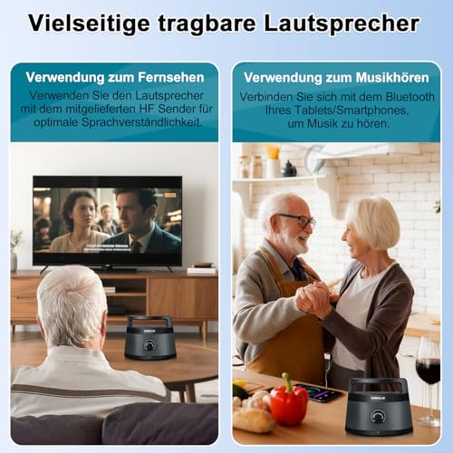 SIMOLIO Lautsprecher für Fernseher, TV Hörverstärker für Senioren Kabellos, Bluetooth Sprachverstärker für Hörgeschädigte, Tragbare Soundbar, Einfache Bedienung, Ersatz für Kopfhörer, TV Besser Hören – Bild 6