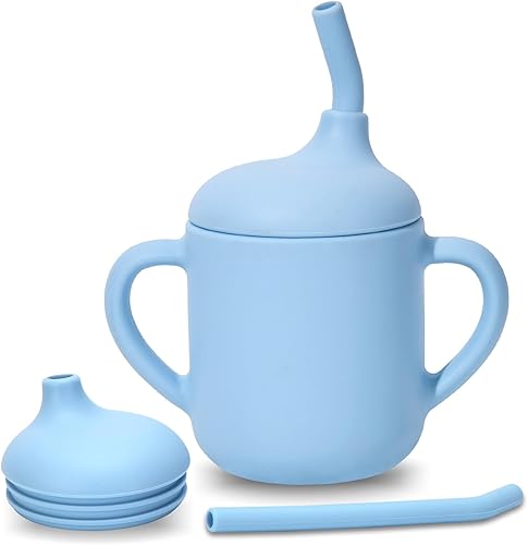 Vasos de silicona para bebés, vaso con popote de silicona inastillable, vasos para niños pequeños de 1 a 3 años, taza abierta para bebé, 6 meses en