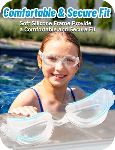 Image of Vvinca Kids Swim Goggles, Swimming Goggles for Kids 3-14 Anti-Fog UV Protection No Leak Pool Glasses for Boys Girls