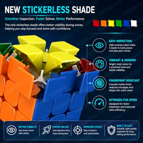 Image of MoYu RS3M 2020 Magnetic Speed Cube 3x3 Stickerless | Smooth & Fast Turning | Professional Puzzle Cube for Kids & Adults