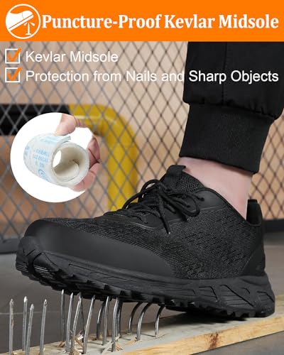 Image of VikoViren Slip On Steel Toe Shoes Men Loafers Safety Work Sneakers | Non Slip, Puncture Proof, Lightweight, Comfortable, Breathable, Indestructible Loafers Construction Shoes, Tennis, Casual