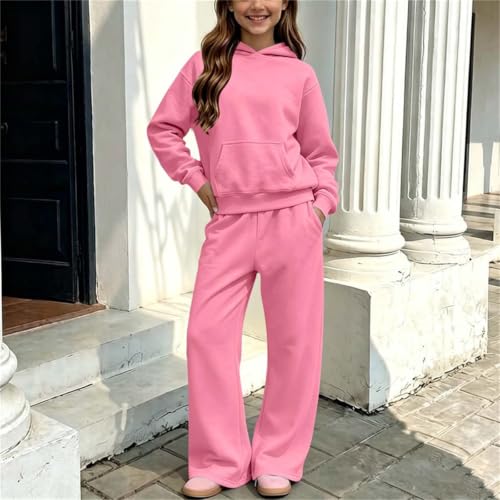 YMADREIG Girls Sweatsuit 2 Piece Sets Hoodies & Sweatpants Casual Tracksuit | 5-14 Years, Fleece Lined Jogger Set, Long Sleeve Pullover Hoodies, Elastic Waist Wide Leg Sweatpants, Daily School Wear - image 2