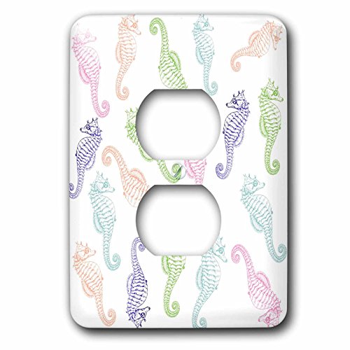 Plaque 2 prises 3dRose lsp_221569_6 avec impression chevaux de mer - 2