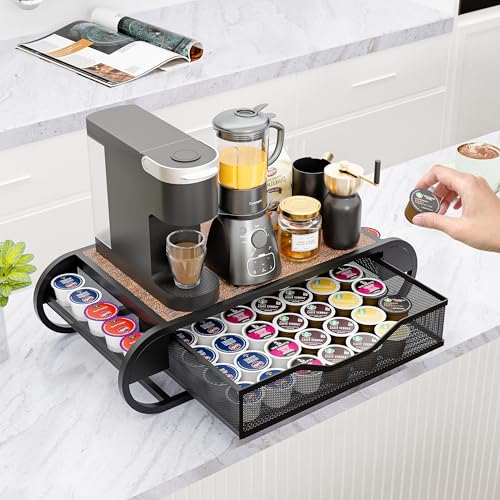 Counter Coffee Pod K Cup Organizer with Drawer for Storage Bar