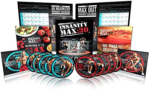 INSANITY MAX:30 Base Kit - DVD Workout, 60 Day Total Body Conditioning Program, Home Gym Bodyweight Exercise Program, No Workout Equipment Needed, Nutrition Guide Included, 10 DVDs