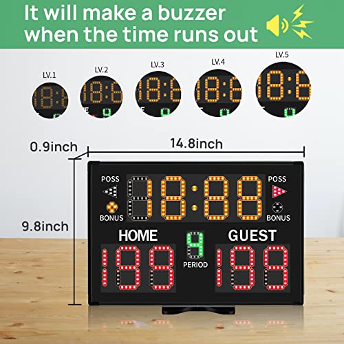 Yz Battery Powered Electronic Basketball Scoreboard With Buzzer, Portable Tabletop Digital Scoreboard With Remote, Wall-Mounted Professional Score Clock Score Keeper For Multisports Indoor Outdoor #TOP3