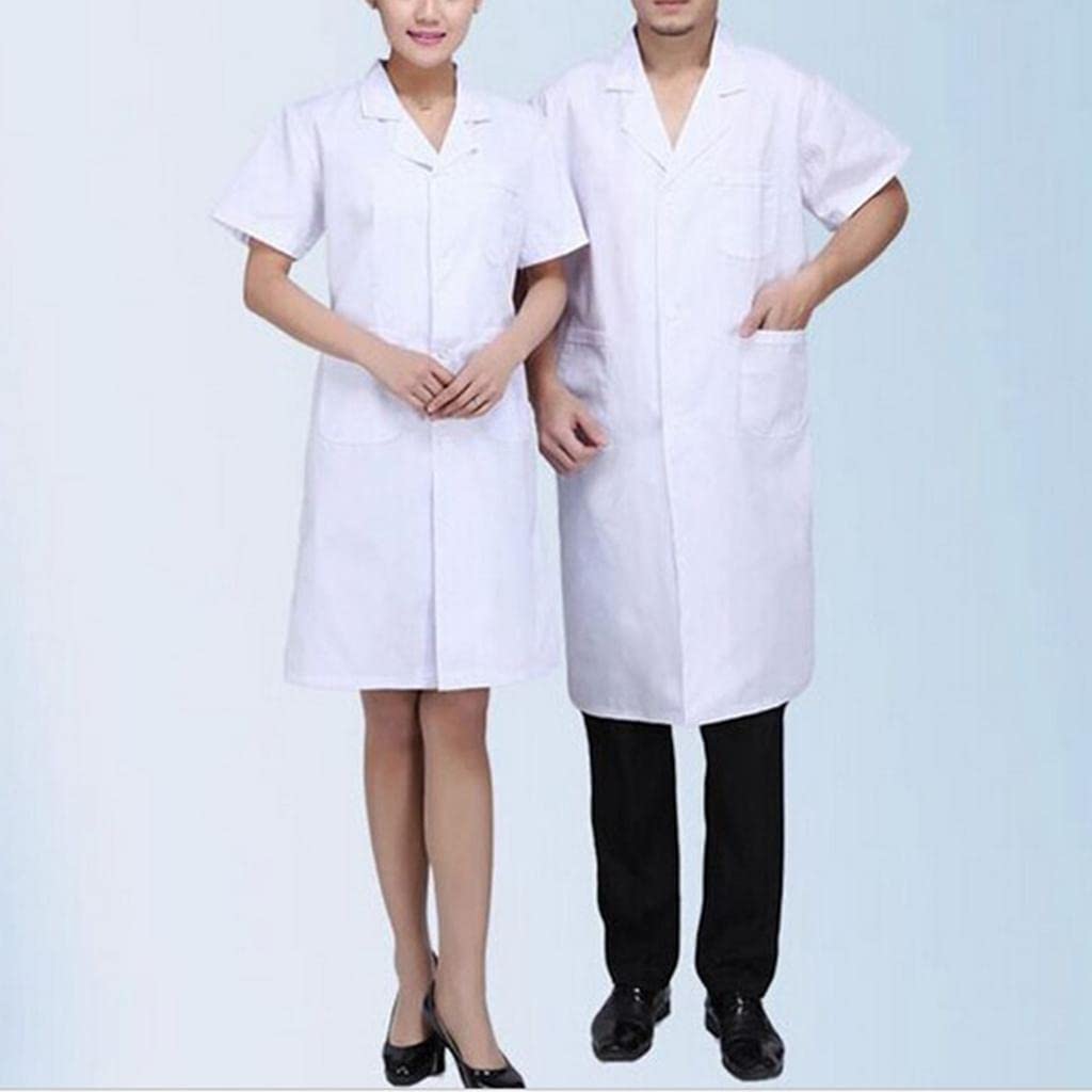 Bata de laboratorio de manga corta para mujer, uniforme de médico, enfermera, talla S