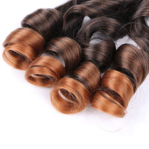 Lmzim 6 Pack French Curly Braiding Hair Pre Stretched Bouncy Braiding Hair 22 Inch French Curl Braiding Hair Loose Wavy Braiding Hair Pre Streched 75/Pack French Curls Synthetic Hair Extensions T30 #TOP4