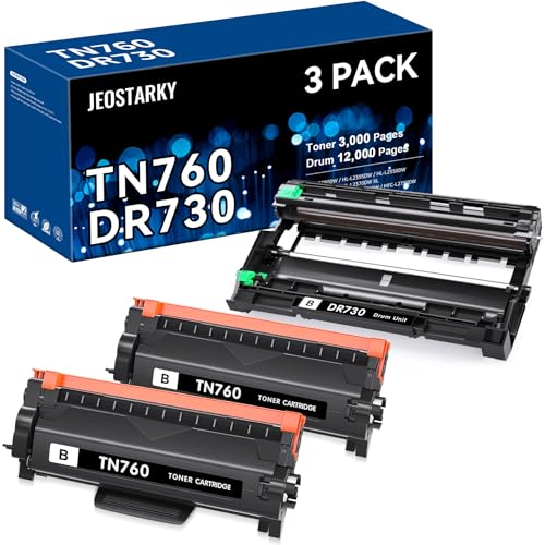 Image of TN760 Toner Cartridge and DR730 Drum Unit Compatible with Brother TN730 TN-730 DR730 DR 730 Work with DCP-L2550DW HL-L2350DW HL-L2390DW MFC-L2710DW MFC-L2750DW(2 Toners, 1 Drum, 3 Pack)