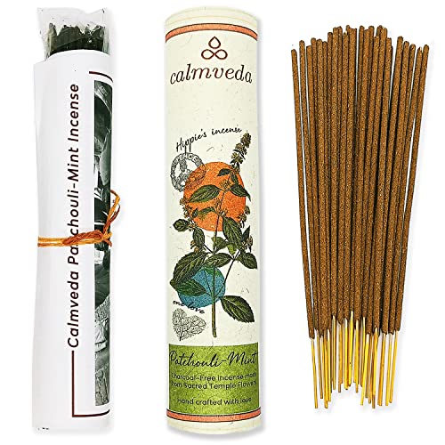 Natural Mint Patchouli Incense Sticks - (80 Sticks) Charcoal Free Incense, Made From Upcycled Flowers | Organic Incense Sticks Non Toxic | Relaxation Pachouli Incense For Calming #TOP10