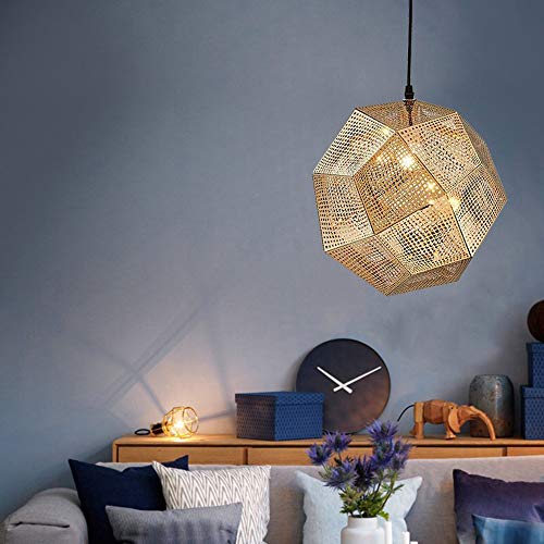 Lámpara de Acero Inoxidable de Ingeniería de Iluminación Creativa Aguafuerte Geometría Multi-Cara de la Bola de la Escalera de la lámpara de 48 cm de diámetro