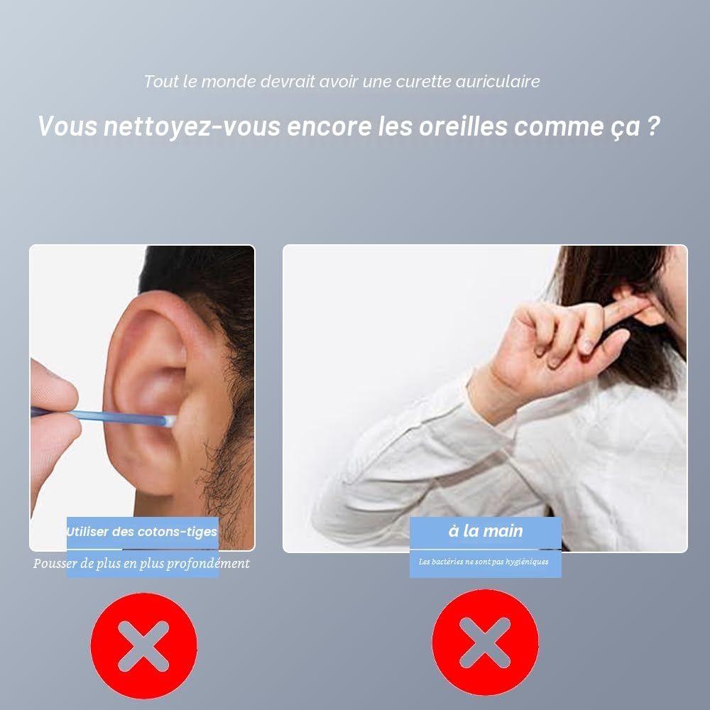 Nettoyeur D'oreille, 6 Pcs Kit Ear Wax Cleaner, Nettoyage D'oreille en Acier Inoxydable, Cuillère à Oreille en Acier Inoxydable, Nettoyeur D'oreilles Portable
