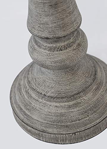 Grandview Gallery 32" Polyresin Table Lamps W/Reclaimed Grey Finish & Natural Woven Linen Shades (Set Of 2) #TOP3