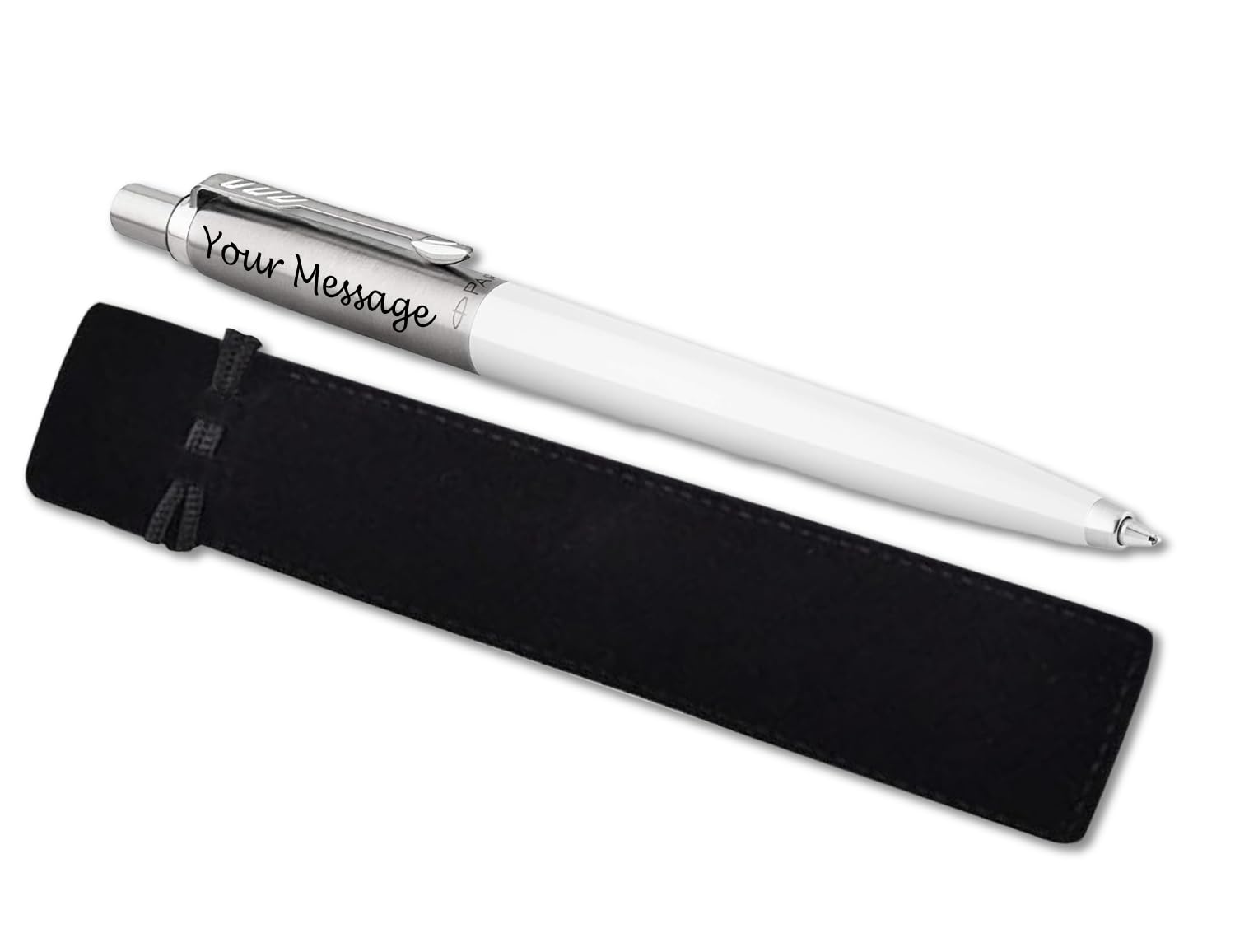 Parker Jotter Ballpoint personalised parker pen engraved In Classy Gift Bag Ideal Valentine's day, Birthday or Fathers Day Gift Perfect For Men & Women Engraved Pen With Laser Engraving (White) — image 1