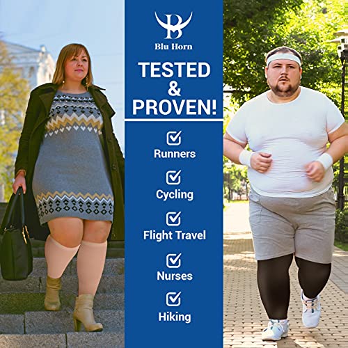 Image of Compression Socks 20-30 mmHg for Women & Men - Knee High Stockings (X-Large, Beige)