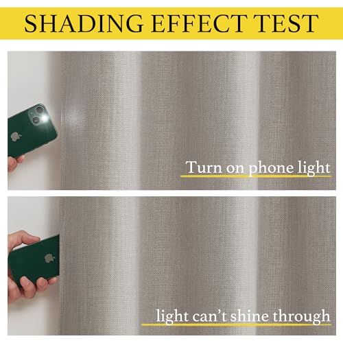 Image of NICETOWN Linen Curtain Valances for Living Room 30 inch Length 2 Panels, Grommet Top Light Blocking Room Darkening Curtains Thermal Insulated Window Tiers for Barhtoom Window, Angora, W50 x L30