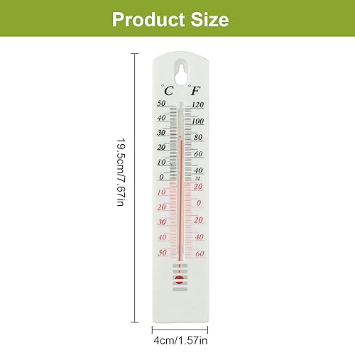 Miniatura 3 de Paquete de 2 termómetros de pared para interiores y exteriores, para hogar, oficina, jardín, invernadero, pantalla grande y transparente con Celsius