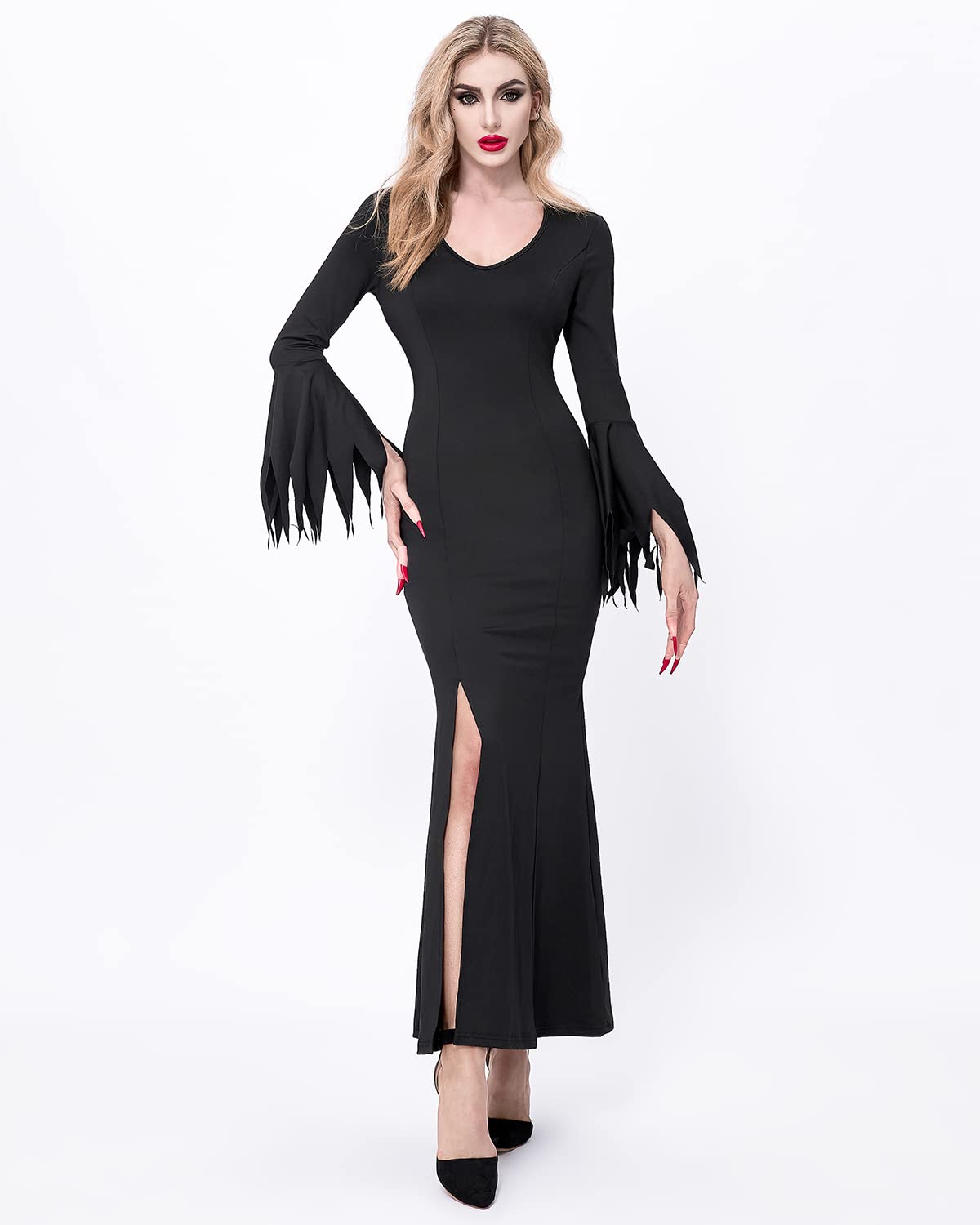 Women Halloween Cosplay Party Costume Addams Long Sleeve Wednesday