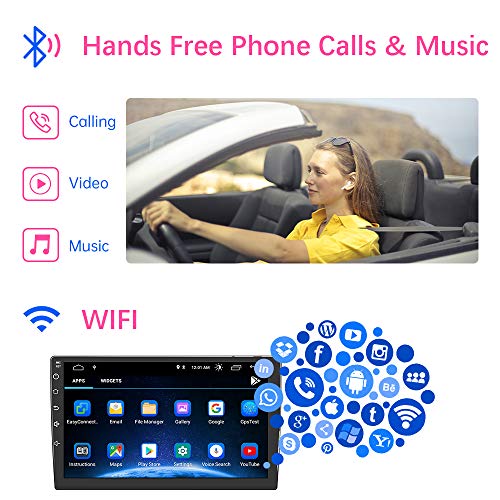 Double Din Android Bluetooth Car Stereo,10.1'' Voice Control Car Stereo with GPS Touch Screen Player,Car Audio Radio Receiver,Support WiFi,USB,FM,Mirror Link,Video Output,Backup Camera (1G RAM 16G ROM