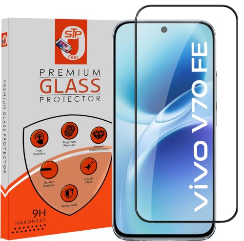 Image of STP FEEL Premium Tempered Glass Screen Protector Guard Compatible For Vivo V70 FE 5G (6.83 Inch, Pack of 1) Edge to Edge Coverage With Easy to installation kit
