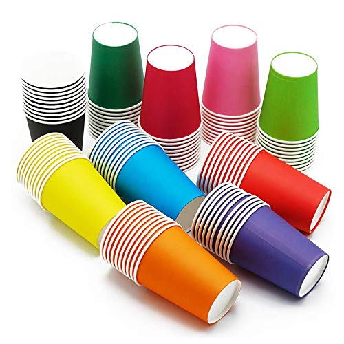 CAILI Lot de 100 gobelet Carton,gobelets en Papier pour fête de Mariage pour Dessin d'enfant,matériel de Bricolage,Verres jetables biodegradables ecologique,Bricolage Fête Vacances(Couleur aléatoire)