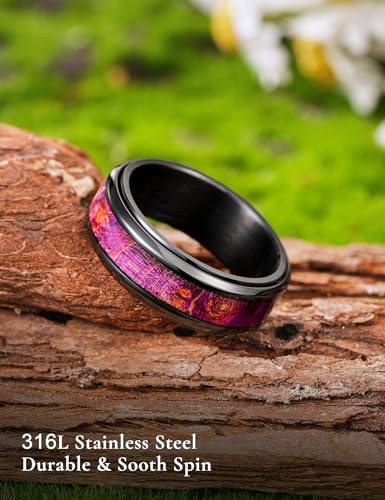 Image of King Will 316L Stainless Steel Spinner Ring for Men Women- 8mm Width Fidget Ring with Dragon /Celtic Knot Pattern, Stress Anxiety Relief Comfort Fit Wedding Band